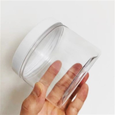 Пластмасови прозрачни буркани от 450 ml с бели капаци