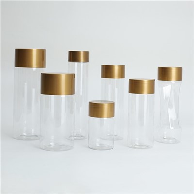 Златни пластмасови буркани